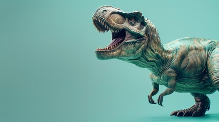 Dinosaur tyrannosaurus rex on green background - obrazy, fototapety, plakaty