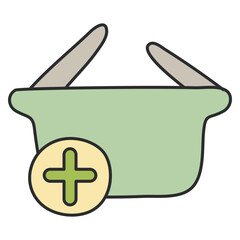 A flat design icon of add to basket

