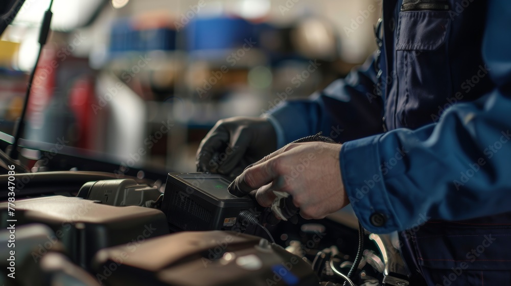 Poster a scan tool can be used to diagnose and check engine problems in automobiles