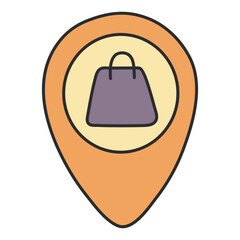 A flat design icon of shopping location

