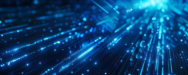 Fototapeta premium Digital futuristic technology abstract banner background illuminated by vibrant neon lights, forming a dynamic and interconnected network of systems 