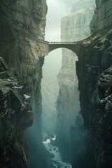 A bridge connecting two cliffs, representing the bridging of gaps and the unifying role of leadership