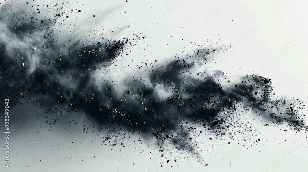 Poster Isolated white background with textures overlay of grit and rough grains. Abstract modern noise. Small particles of debris and dust. Distressed uneven background. Modern illustration. EPS10.