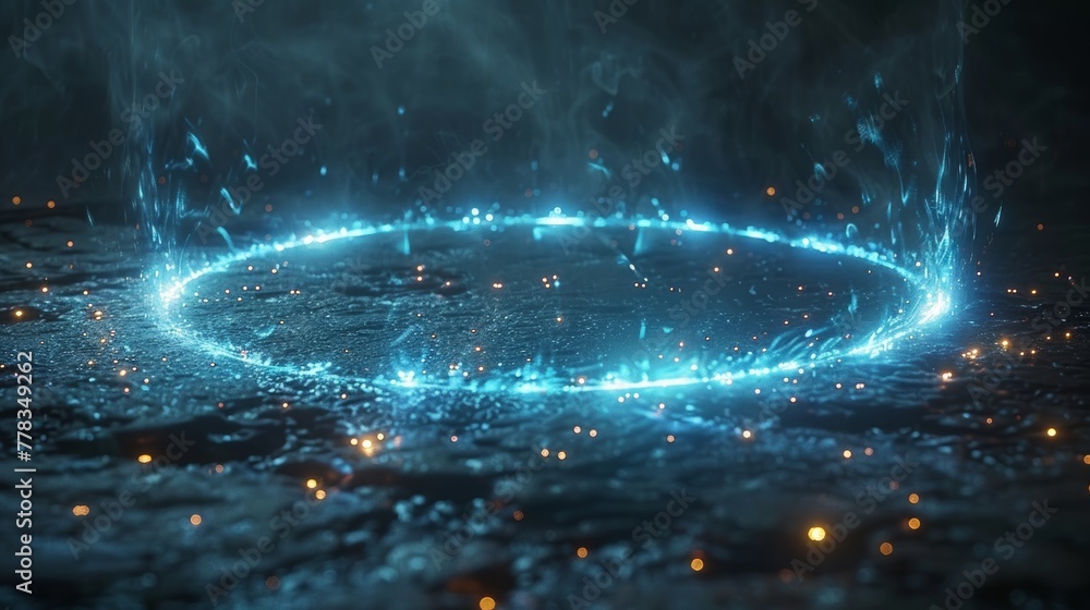 Aufkleber the effect of leveling up on teleportation. a light aura with a glowing hologram. white energy circl