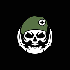 Skull head with knife design vector