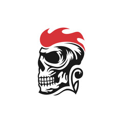 Silhouette skull head logo design vector