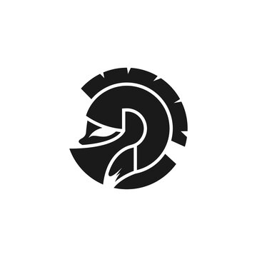 Silhouette spartan warrior logo design vector