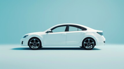 3D rendering - illustration of white city car on white background - obrazy, fototapety, plakaty