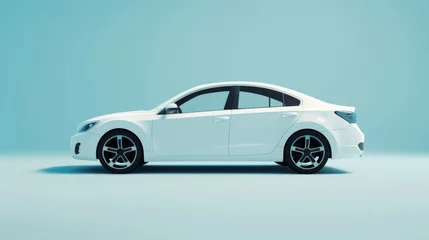 Poster 3D rendering - illustration of white city car on white background © Zaleman
