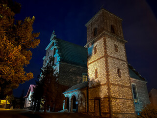 Church of the Exaltation of the Holy Cross in Czestochowa at night