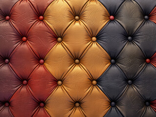 Multicolored Diamond Tufted Leather Pattern with Vibrant Buttons