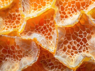 A close-up of orange peel texture showcasing its intricate patterns and vibrant color