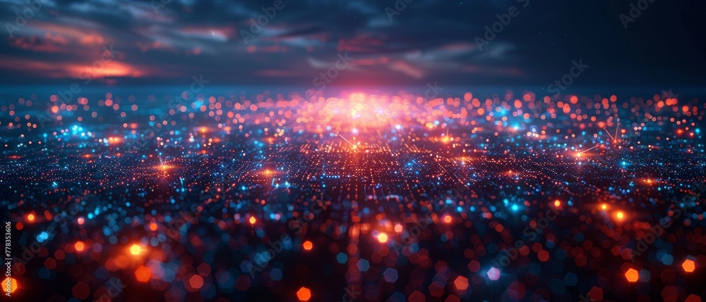 Poster city of the future and the internet of things, wireless communication network, abstract image visual