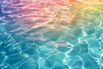 Surreal pastel hues dancing on water's surface, a tranquil and abstract pattern