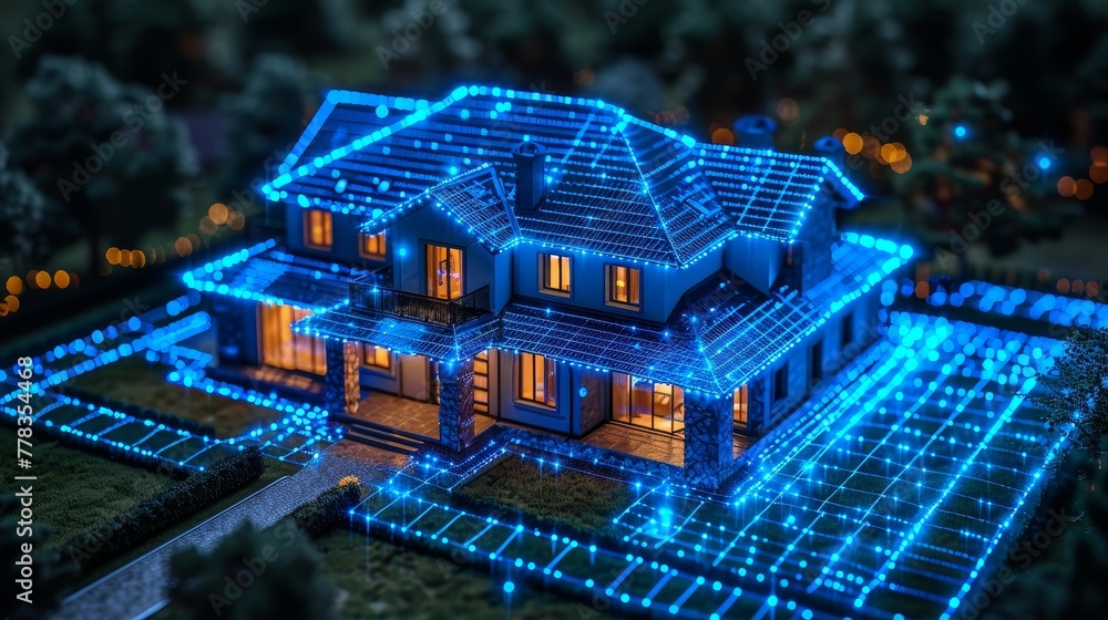 Aufkleber An internet of things system controlled by a smartphone. 3D rendering of smart home concept.