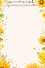 Floral music note border, sunflower theme.
