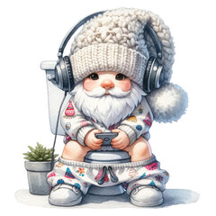 gnome enters the toilet. Funny gnomes about bathrooms transparent background