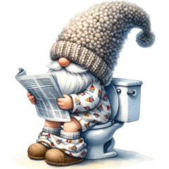 gnome enters the toilet. Funny gnomes about bathrooms transparent background