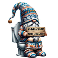 gnome enters the toilet. Funny gnomes about bathrooms transparent background