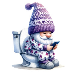 gnome enters the toilet. Funny gnomes about bathrooms transparent background