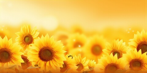 Fototapeta premium Golden sunflowers in a summer field.