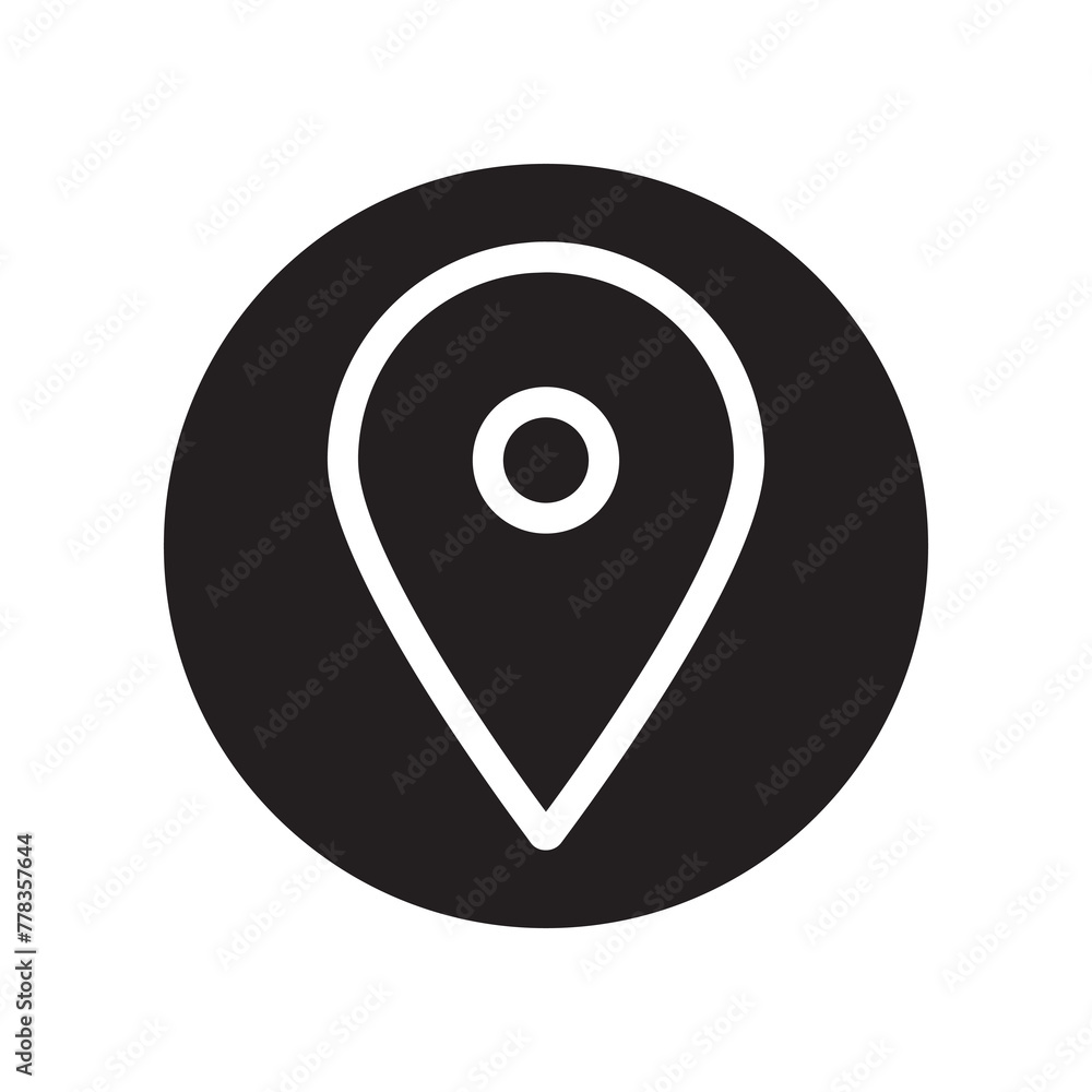 Poster location icon vector. pin icon logo design. pointer symbol in circle isolated on white background
