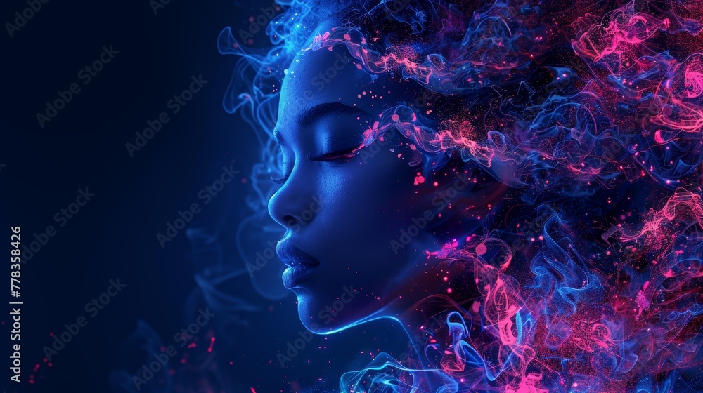 Poster Adding blockchain technology to digital crypto art, computer illustration, design. Creating ERC20s for collectibles. Investments in cryptography. Birth of Venus. Conceptual banner.