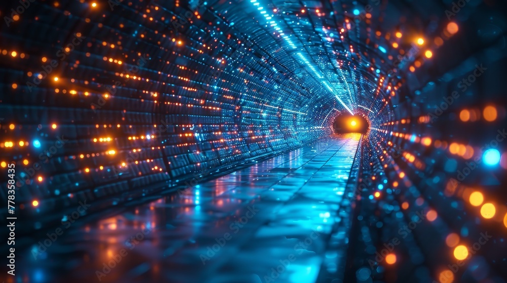 Fototapete Cyber door in the digital universe. Digital data center is a portal to virtual reality. Fantasy cyber door in the digital universe. Digital gate in artificial digital universes.