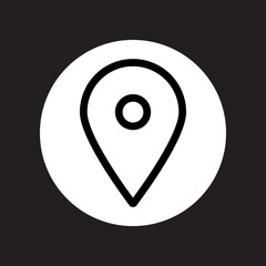 Location icon vector. Pin icon logo design. Pointer symbol in circle isolated on black background