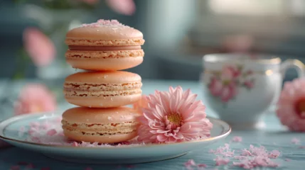 Foto op Canvas Macarons on Decorated Table for HD Wallpaper with Cinematic Effect © Sthefany