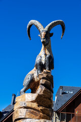 Statue of a Iberian ibex, Esterri Aneu, Lleida, Catalonia, Spain