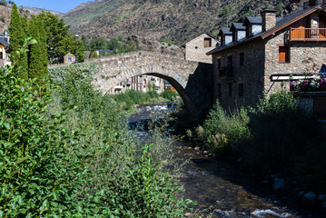 Romanesque bridge of Esterri Aneu, Lleida, Catalonia, Spain