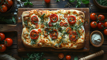 Margherita Flatbread on Decorated Table for HD Wallpaper