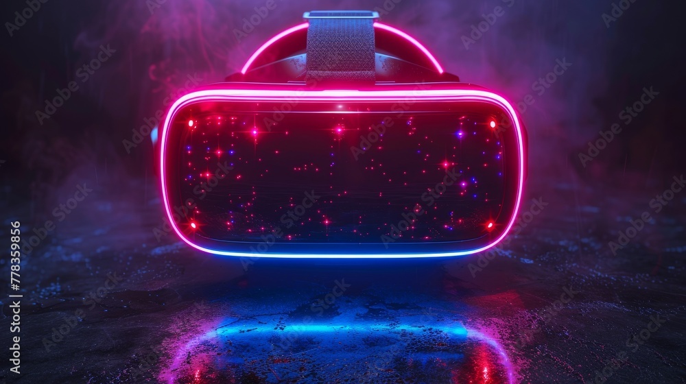 Poster neon light metaverse letters on dark background. vr and ar technology poster. virtual and augmented 