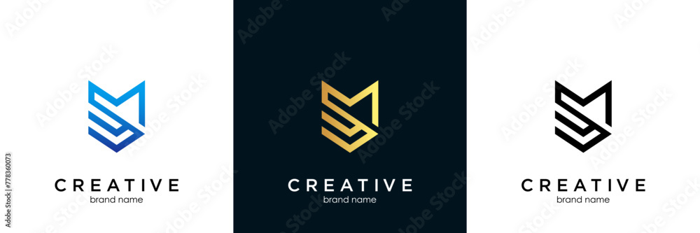 Fototapete initial based modern and minimal logo. sm ms m s letter trendy fonts monogram icon symbol. universal