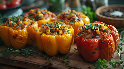 Mediterranean Stuffed Peppers on Decorated