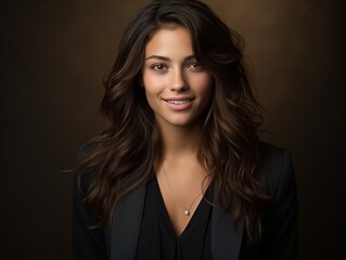 Fototapeta premium Portrait of a confident young woman. Attractive female model with a happy smile, exuding confidence