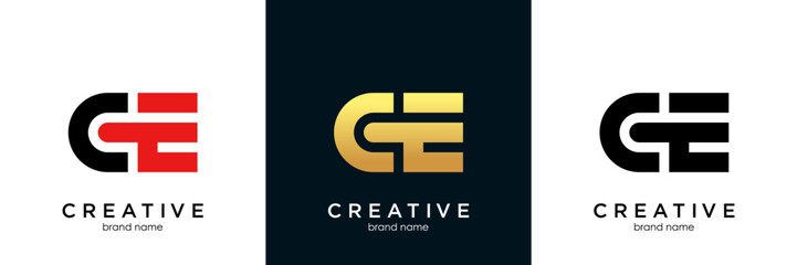 Obraz premium CE letters logo, C and E letter logo alphabet design.letter CE / initial CE logo design icon vector template