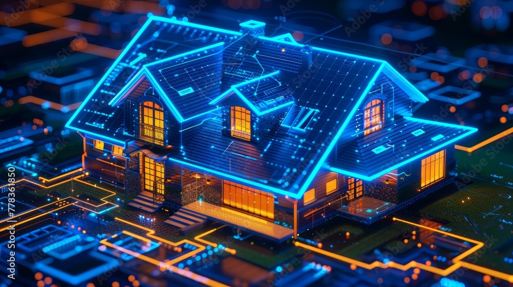 Aufkleber Programing software for smart home systems. Design project in CAD of smart buildings. Engineering work scenarios for IOT.