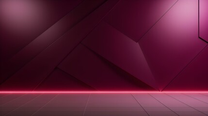 Empty geometrical Wall in magenta Colors. Futuristic Background for Product Presentation