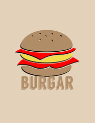 food background : A burger with a red and yellow patty and a bun