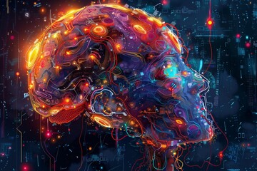 AI technology in creative arts, depicting an AI system generating stunning visual art, a fusion of digital algorithms and artistic expression