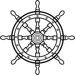 Ships Wheel Outline Icon 