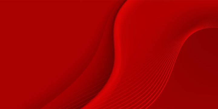 Abstract gold wave lines glowing on red background with copy space for text. Luxury design style. Vector illustration