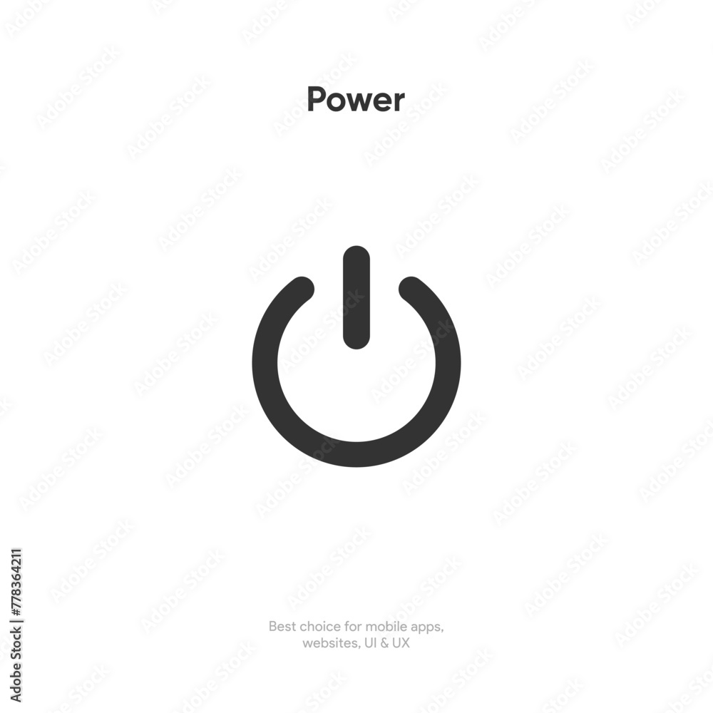 Poster 3d style circle start icon and power button push. shut down symbol. on off icon for mobile app, webs