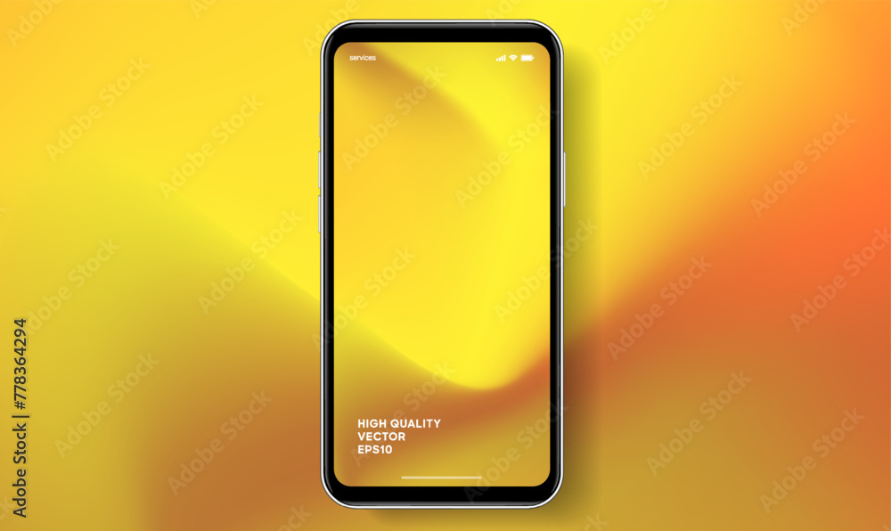 Aufkleber 3D realistic high quality smartphone mockup with isolated background. Smart phone mockup collection. Device front view. 3D mobile phone with shadow on white background.