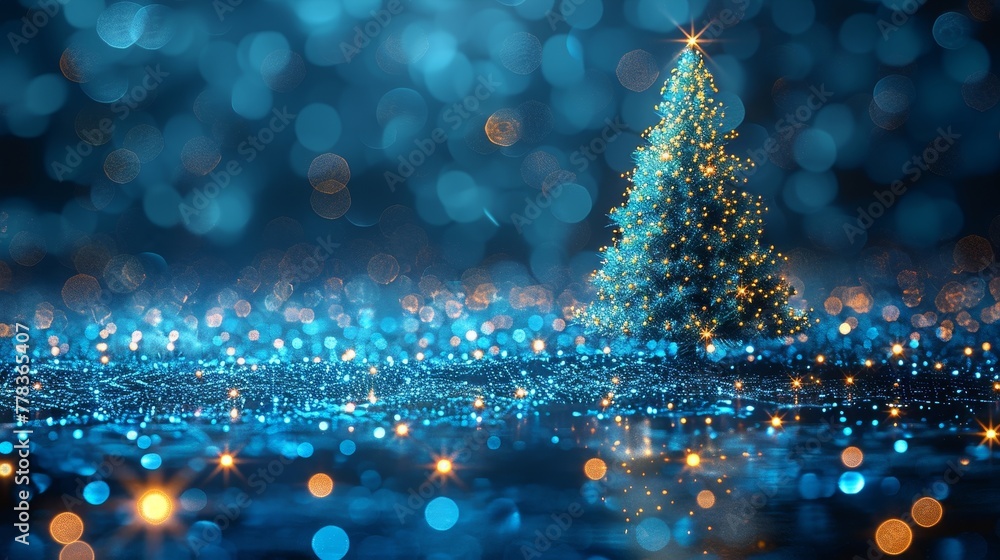 Poster New year's, merry Christmas congratulations card in cyber computer design. Digital banner of event for 2024.