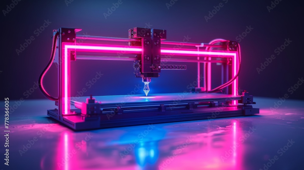 Poster the concept banner for additive technology containing 3d printing data. it shows the 3d printer icon