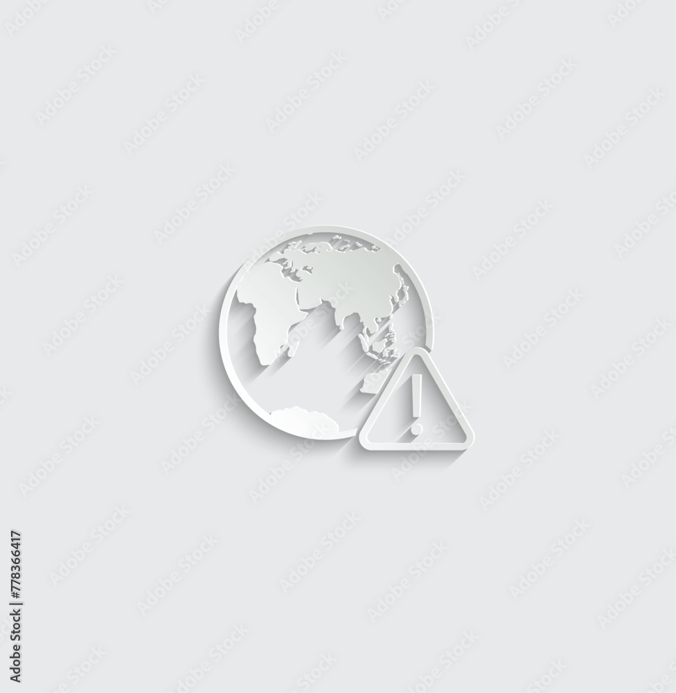 Poster earth globe icon with exclamation mark warning sign internet network error icon