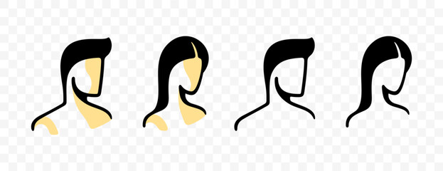 Man and woman head, graphic design. Male and female, avatar, profile and face, vector design and illustration